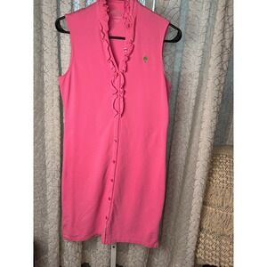 Lilly Pulitzer Pink Sleeveless Ruffle Polo‎ Sheath Dress Size Small